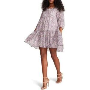 BB Dakota Steve Madden Women's Floral Minidress Baby Love 3/4 Sleeve Ruffled M